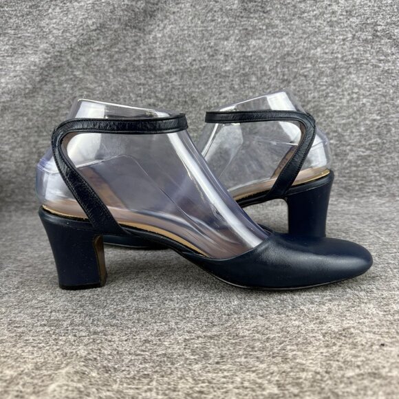 ✅VTG Fashion Craft Heels Womens 7.5 2A/4A Blue Leather Ankle Strap✅Nostalgia USA - Picture 12 of 14